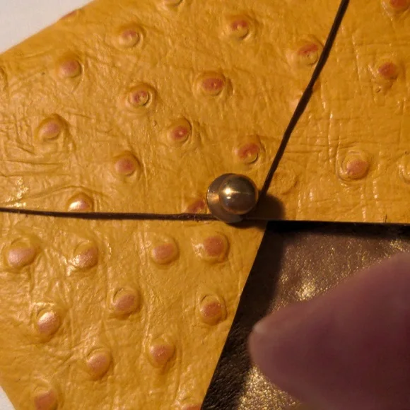 Handmade Genuine Leather Envelope Pouch Golden Yellow Ostrich - Picture 8 of 9